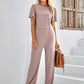 Textured Flutter Sleeve Top and Pants Set