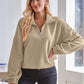 Half Zip Collared Neck Long Sleeve Sweatshirt