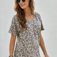 Leopard V-Neck Tee with Pocket