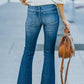 Button Fly Distressed Wide Leg Jeans