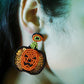 Pumpkin Shape Beaded Dangle Earrings