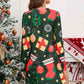 Christmas Element V-Neck Long Sleeve Mini Dress