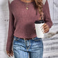 Round Neck Ribbed Long Sleeve T-Shirt