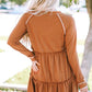 Waffle-Knit Frill Mini Tiered Dress