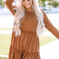 Waffle-Knit Frill Mini Tiered Dress