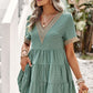 Contrast Short Sleeve Tiered Blouse