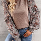Heathered Floral Frill Lantern Sleeve Blouse