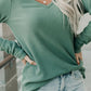 Ribbed V-Neck Long Sleeve T-Shirt