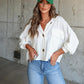 Ribbed Collared Neck Button Up Jacket