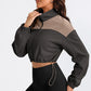 Contrast Drawstring Zip Up Jacket