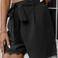 Tie Belt Lace Trim Shorts