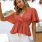 Printed Tied Flutter Sleeve Babydoll Blouse