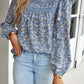 Printed Round Neck Long Sleeve Blouse