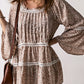 Floral Pleated Flare Sleeve Blouse