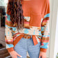 Geometric Round Neck Long Sleeve T-Shirt