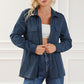 Geometric Button Up Drawstring Collared Neck Jacket