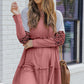 Frill Striped Leopard Round Neck Mini Dress