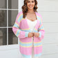 Color Block Ribbed Dropped Shoulder Open Front Cardigan