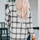 Plaid Curved Hem Dropped Shoulder Longline Shirt Jacket