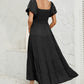 Smocked Square Neck Puff Sleeve Dress