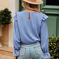 Ruffled Round Neck Long Sleeve Top