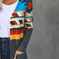 Printed Open Front Cardigan with Pockets