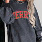 MERRY Ribbed Round Neck Long Sleeve Sweatshirt