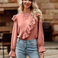 Ruffled Round Neck Long Sleeve Top