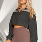 Contrast Drawstring Zip Up Jacket