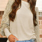 Leopard Print Long Sleeve Ribbed Knit Blouse
