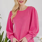 Celeste Full Size Striped Round Neck Lantern Sleeve Top