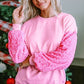 Sequin Round Neck Dropped Shoulder Sweatshirt
