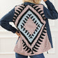 Geometric Button Up Drawstring Collared Neck Jacket