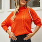 Cable-Knit Turtle Neck Long Sleeve Sweater