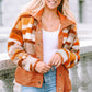 Fuzzy Contrast Snap Down Long Sleeve Jacket