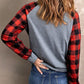 Plaid Round Neck Long Sleeve T-Shirt