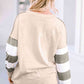 Striped Exposed Seam Buttoned T-Shirt