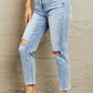 BAYEAS High Waisted Distressed Slim Cropped Jeans
