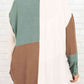 Plus Size Collared Neck Color Block Raw Hem Shirt