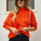 Cable-Knit Turtle Neck Long Sleeve Sweater