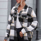 Plaid Collared Neck Snap Front Jacket
