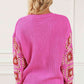 Exposed Seam V-Neck Drop Shoulder Sweater