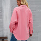Raw Hem Pocketed Button Up Denim Jacket
