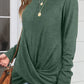 Ruched Round Neck Long Slleeve T-Shirt