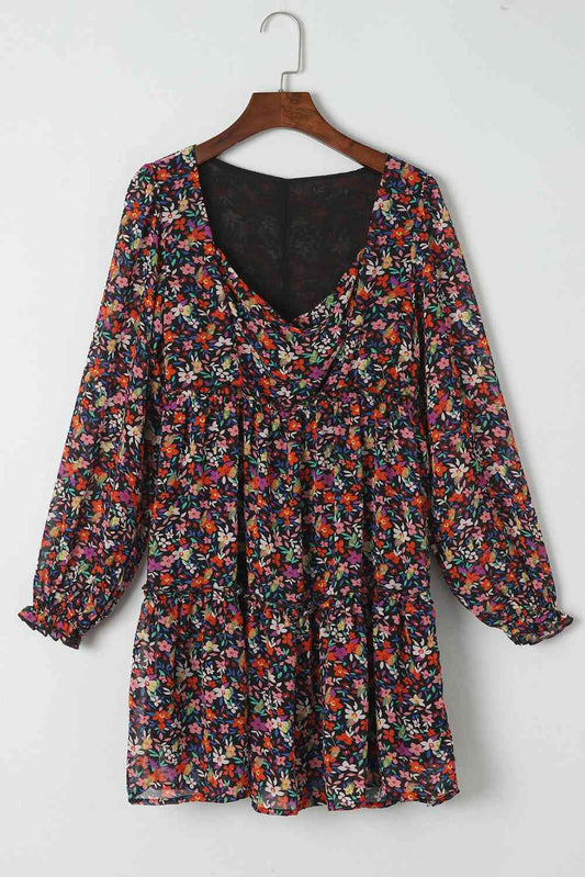 Floral Long Sleeve Mini Dress