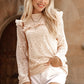 Ruffled Lace Mock Neck Blouse