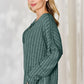 Basic Bae Full Size Ribbed Half Button Long Sleeve T-Shirt