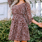 Printed Balloon Sleeve V-Neck Dress