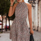 Floral Frill Trim Keyhole Sleeveless Dress