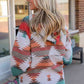 Geometric Half-Zip Drawstring Hoodie